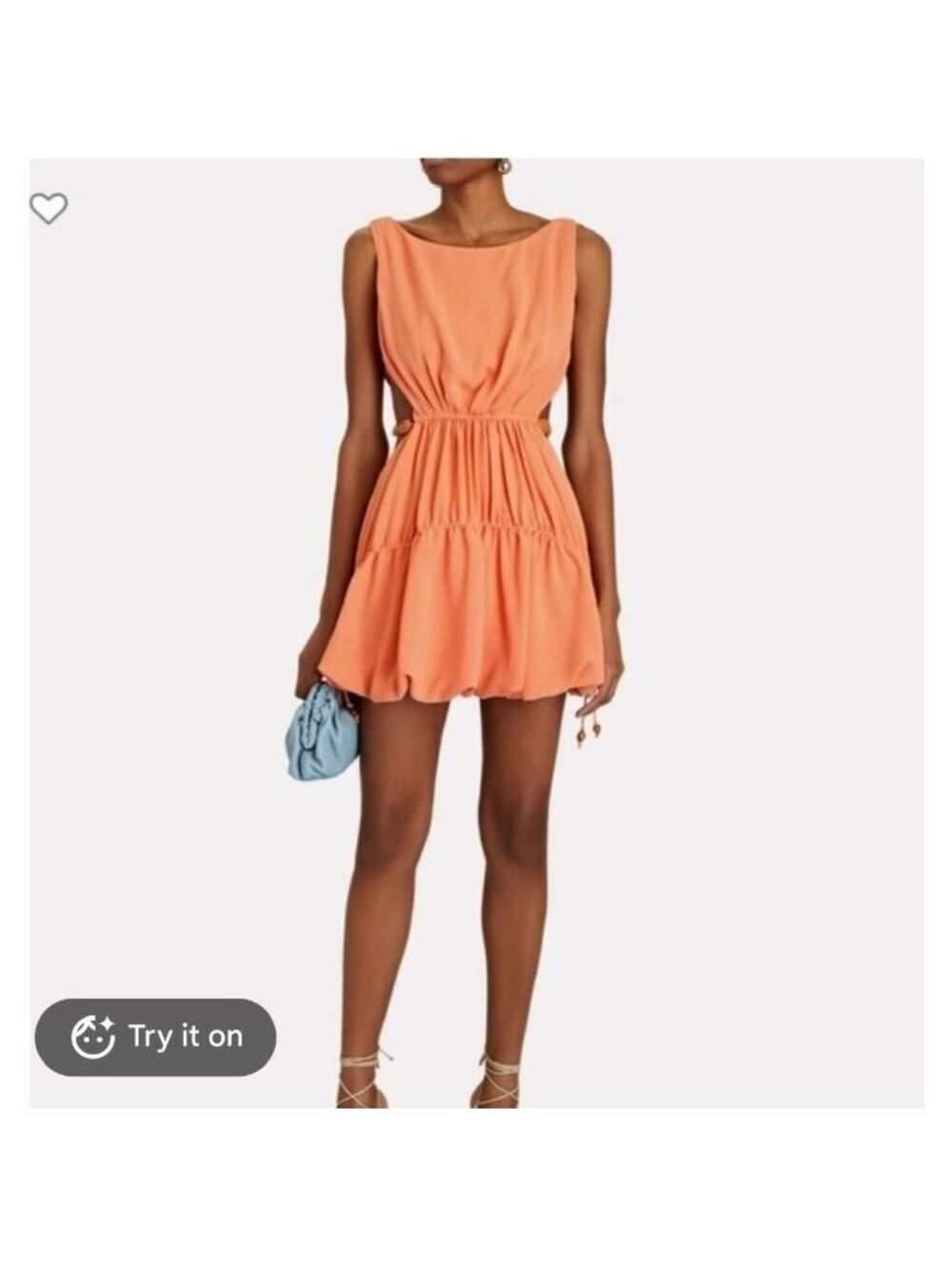 Jonathan Simkhai Romy Orange Sleeveless Mini Vacation Dress Side Cutout Beaded S